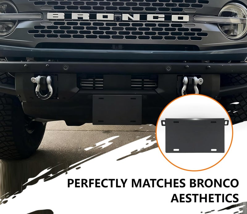 GZSH License Plate Frame Compatible with Ford Bronco 2025 2024 2023 2022 2021 2/4-Door |Easy to Install||no Drilling Required| Bronco License Plate Bracket Holder fit for Heavy-Duty Modular Bumper - Image 3